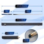 Cue-King Pro Series 001 57" 19oz Snooker/Pool Cue, 9.5mm Tip, 3/4 Joint, Case, and Extension - Image 10